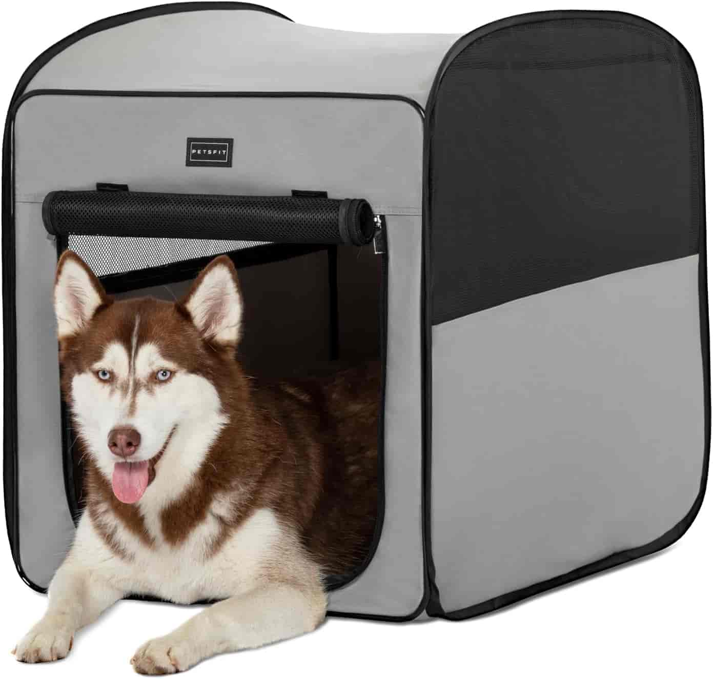 PETSFIT Portable Dog Crate Pop Up Collapsible Crate for Large Dogs Soft Dog Kennel Carrier for Traveling - Pet Supplies