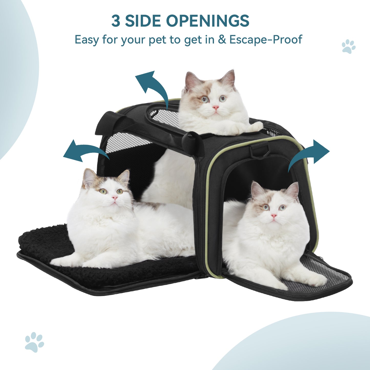 Petsfit Transportbox Katze kleine Hunde leicht Hundetasche Flugzeug für kleine Hunde Katzen Transporttasche Hundetragetasche,Tragetasche Hund Flugtasche mit Schutzgurt & erweiterbare Matte, S/Schwarz