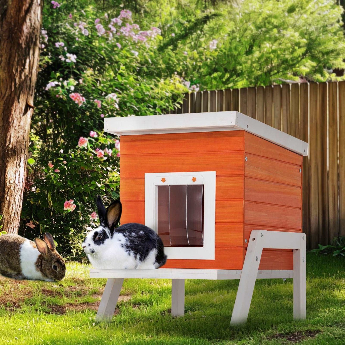 petsfit-cat-house-outdoor-insulated-high-feet-feeding-station-door-curtain-wood-outside-cat-house-bunny-rabbit-hutch-orange-08