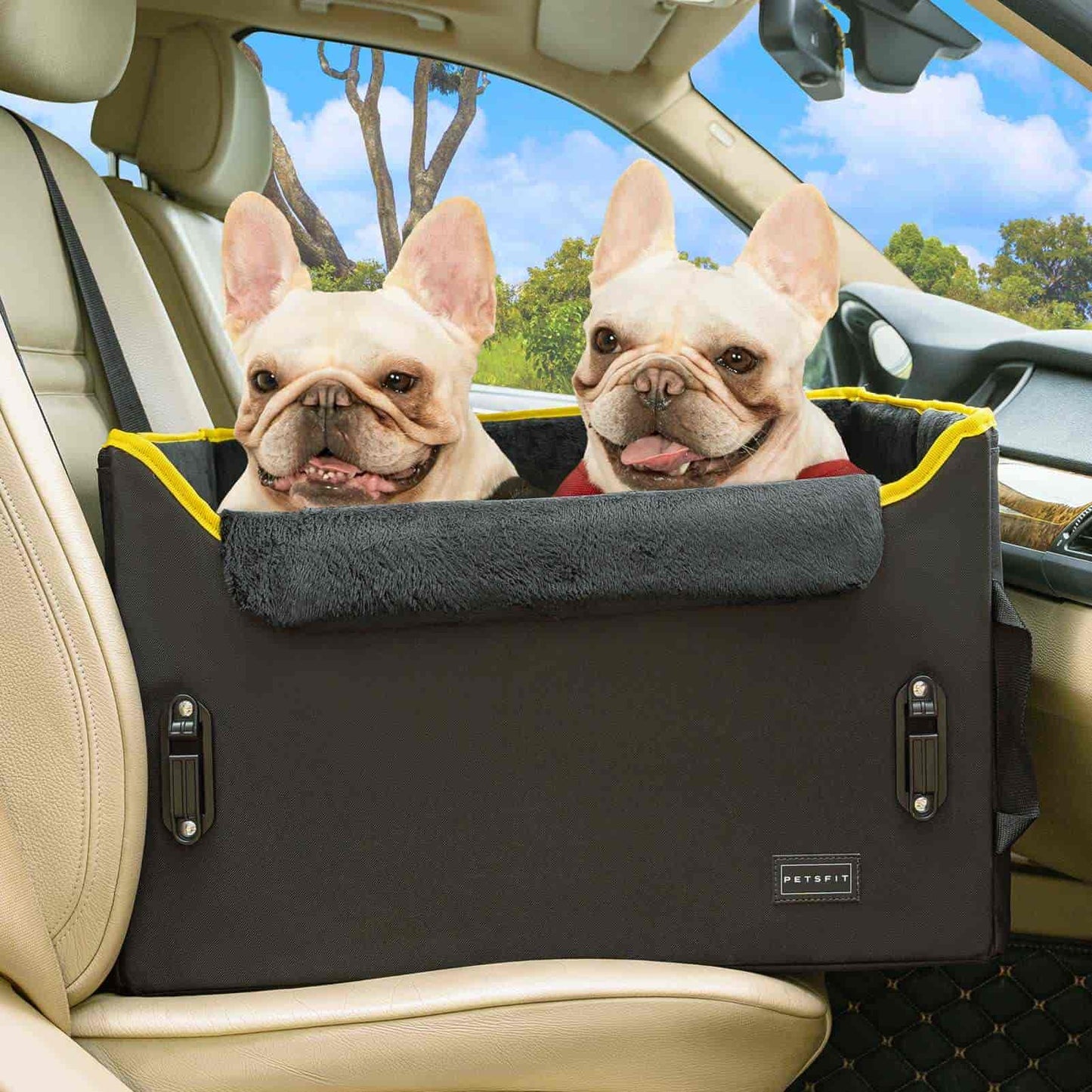 petsfit-dog-booster-car-seat-dog-car-seat-for-medium-dogs-with-2-clip-on-safety-leashes