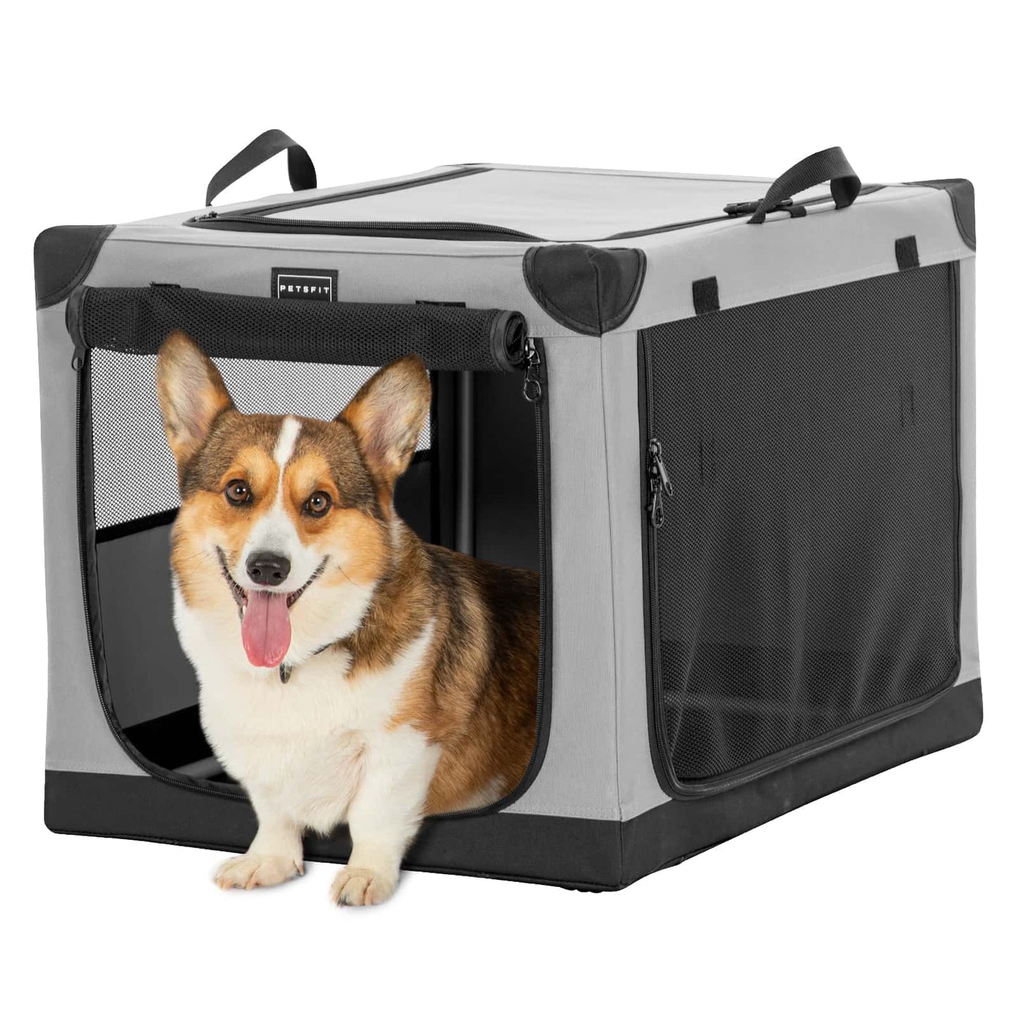 PETSFIT_Portable_Soft_Collapsible_Dog_Crate_Light_Gray
