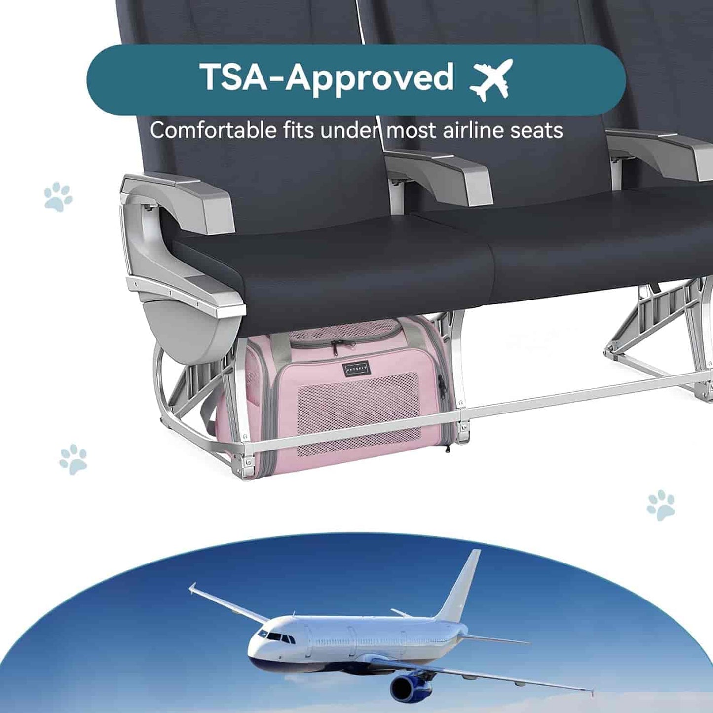 PETSFIT Pet Carrier Bag Airline Approved Cat Travel Carrier for Small and Medium Cats Under 12 Lbs -  Pet Supplies