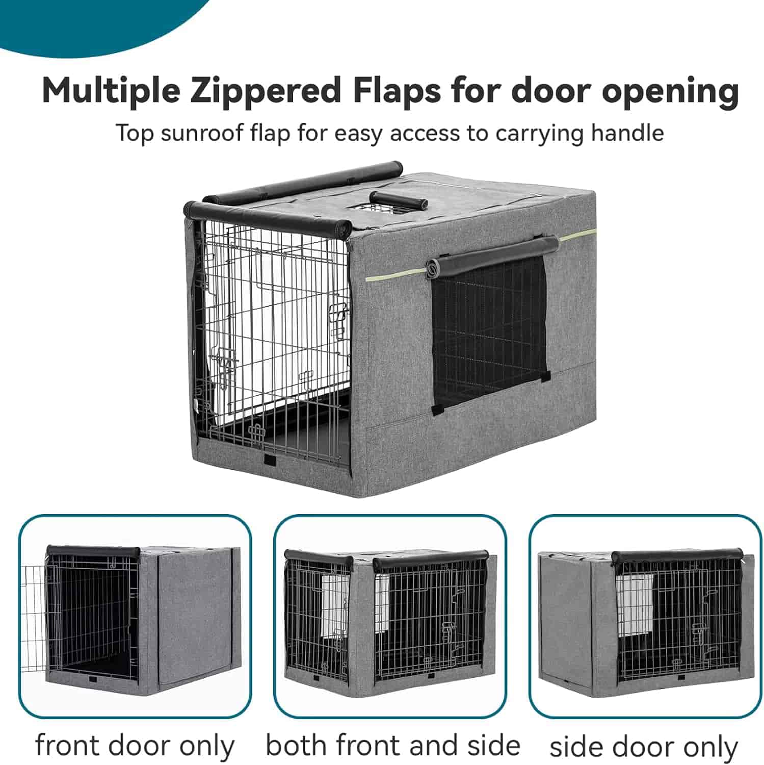 PETSFIT Double Doors Dog Crate Cover Fits Wire Crate Kennel Grey Black - PETSFIT STORE